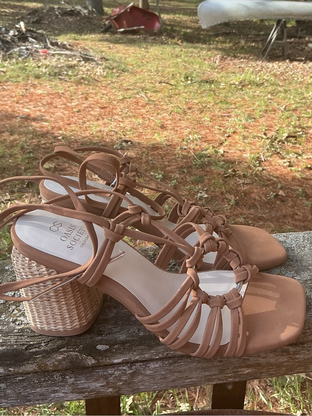 Oasis Society California Raffia Block Heel Sandals NWOT Women’s 8.5 Coastal Chic - Picture 7 of 12